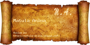 Matula Anina névjegykártya